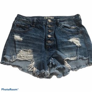 Refuge High Waisted Distressed Jean Shorts Size 4